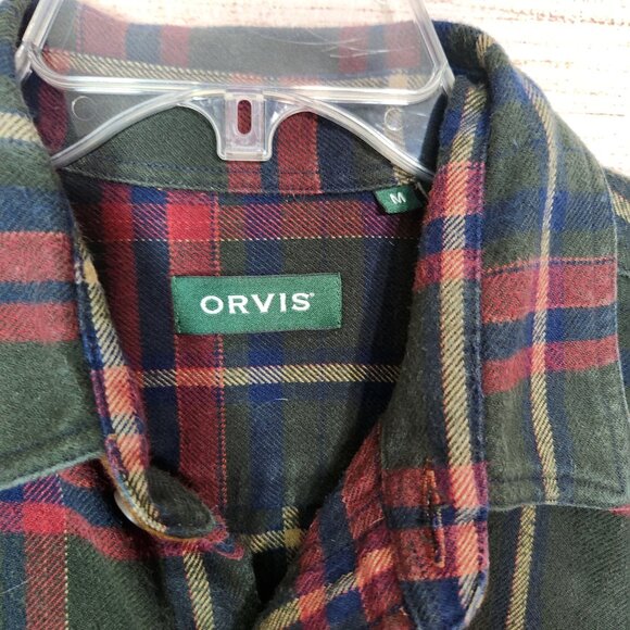 Orvis Perfect Flannel Shirt Long Sleeve Button Down Plaid Pockets Men's Medium - Picture 6 of 16